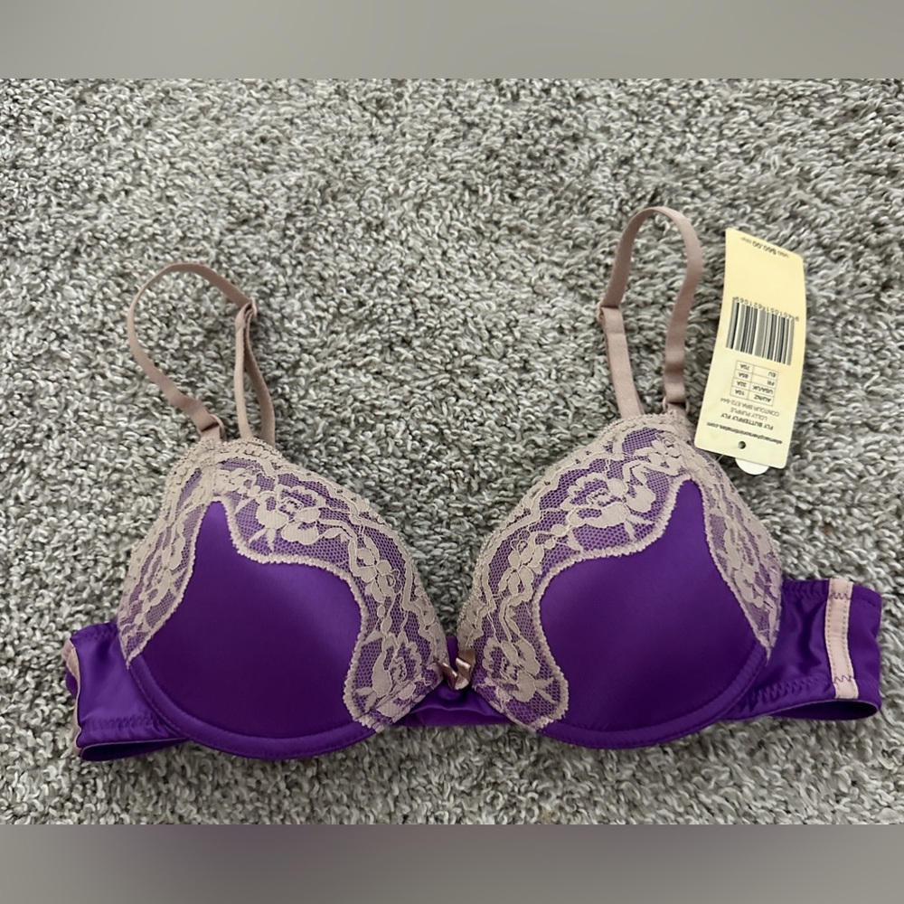 Elle Macpherson Purple Lace Trim Contour Bra